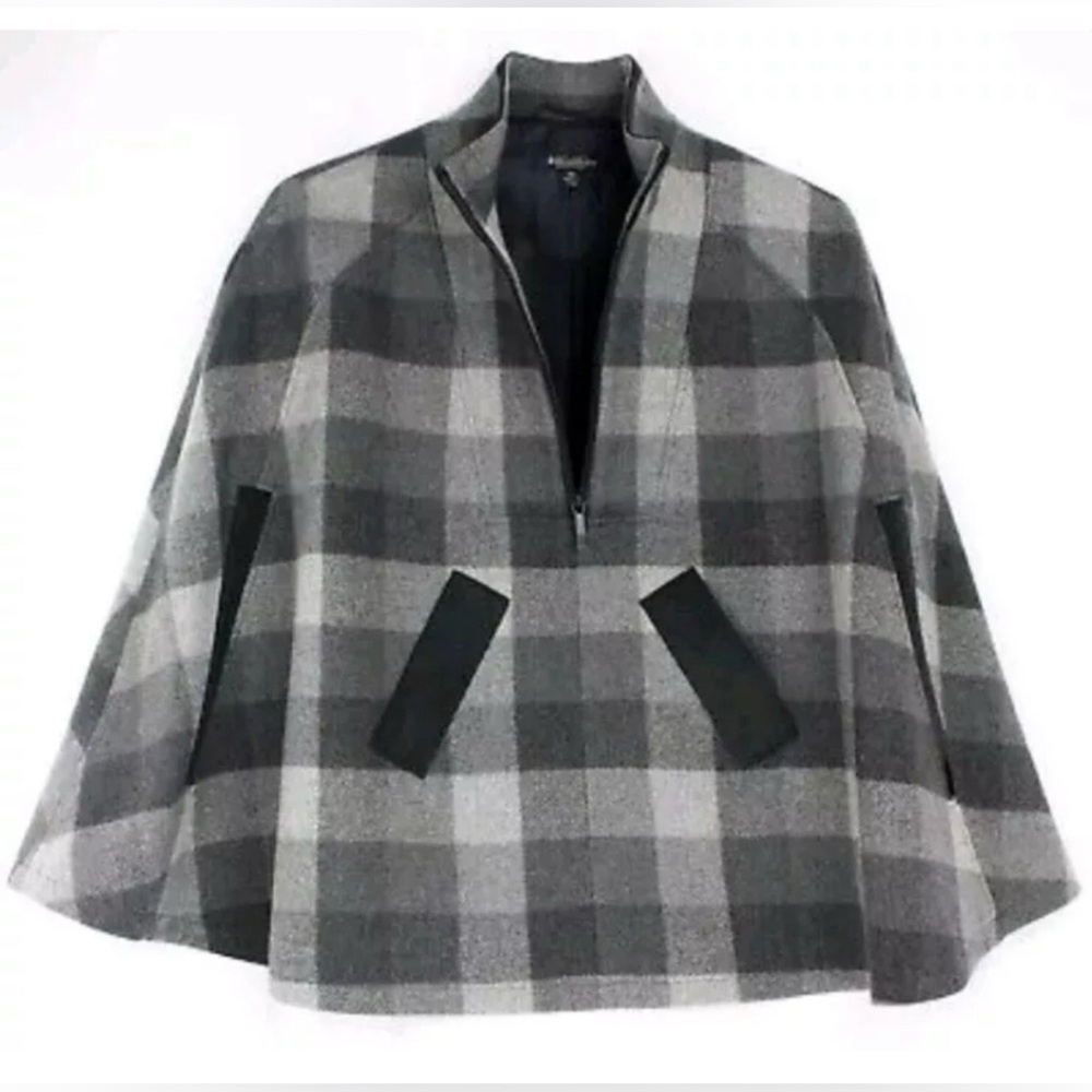 Wool Plaid Fall blanket structured cape by Brooks Brothers